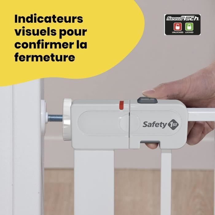SAFETY 1ST Cancelletto di sicurezza per bambini 73-80 cm, bianco, in metallo, con chiusura automatica e 4 punti di pressione.