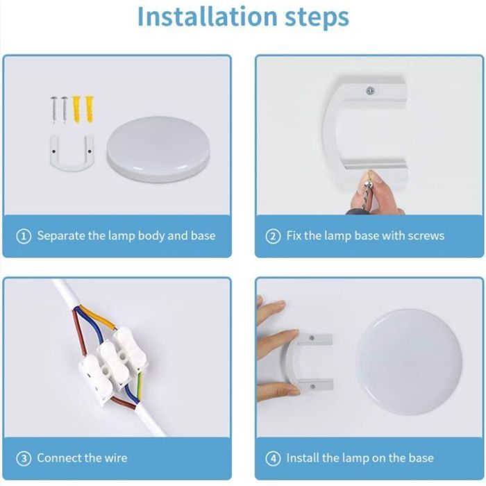 Plafonnier LED rond salle de bain : IP54, 6500K blanc froid, 30W 30cm, pour chambre/cuisine/salon