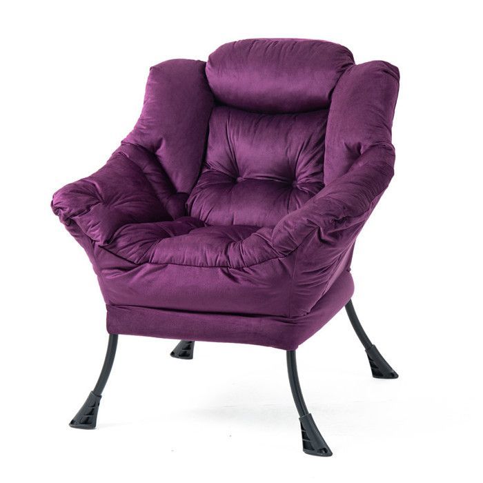 Relaxing armchair 75 x 80 x 85 cm, metal rocking chair with side pockets, minimalist nursing chair, purple