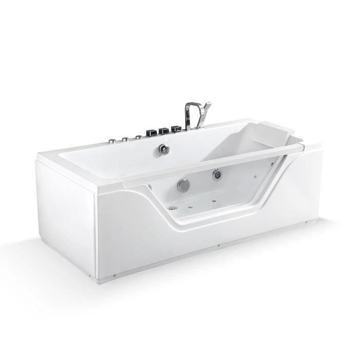 TAHITI WHITE straight whirlpool bathtub with jets, L170 x W78 x H60cm, by SPALINA