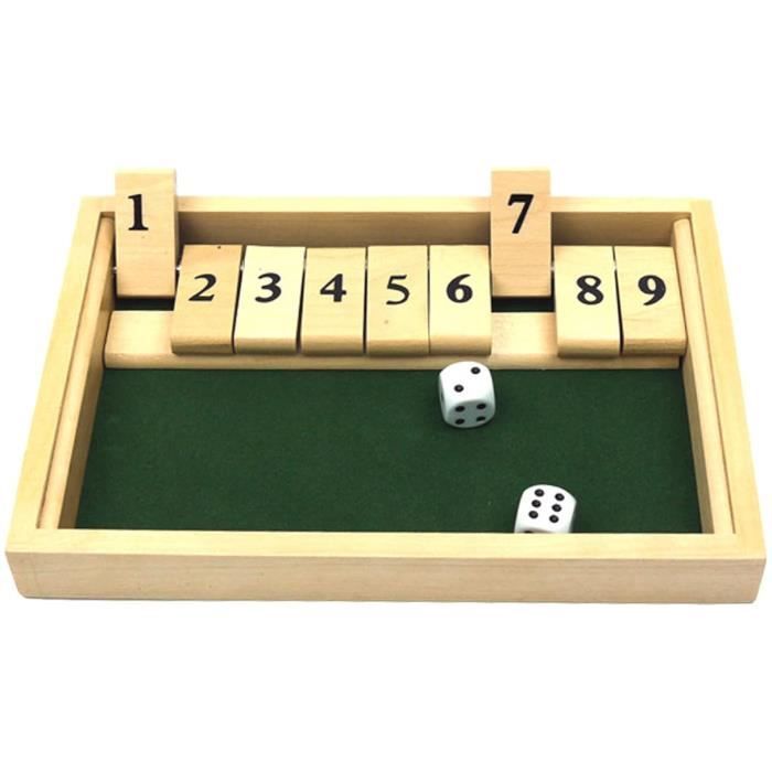 Jeu de société - Shut The Box - Bois Classique - Jeu de dés - Éducatif pour enfants