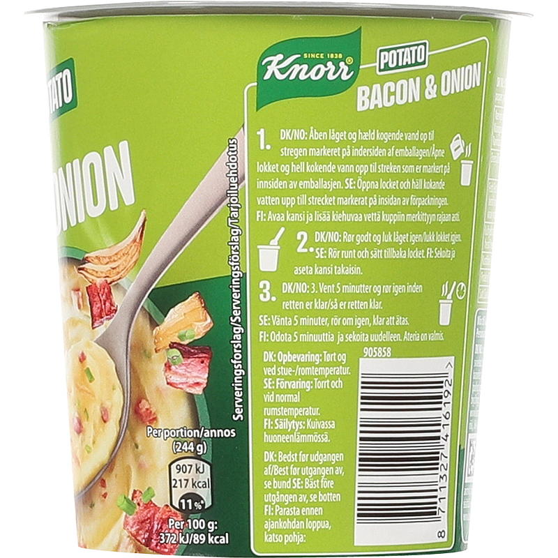 Knorr Snack Cup di patate 51 g pancetta e cipolla Knorr