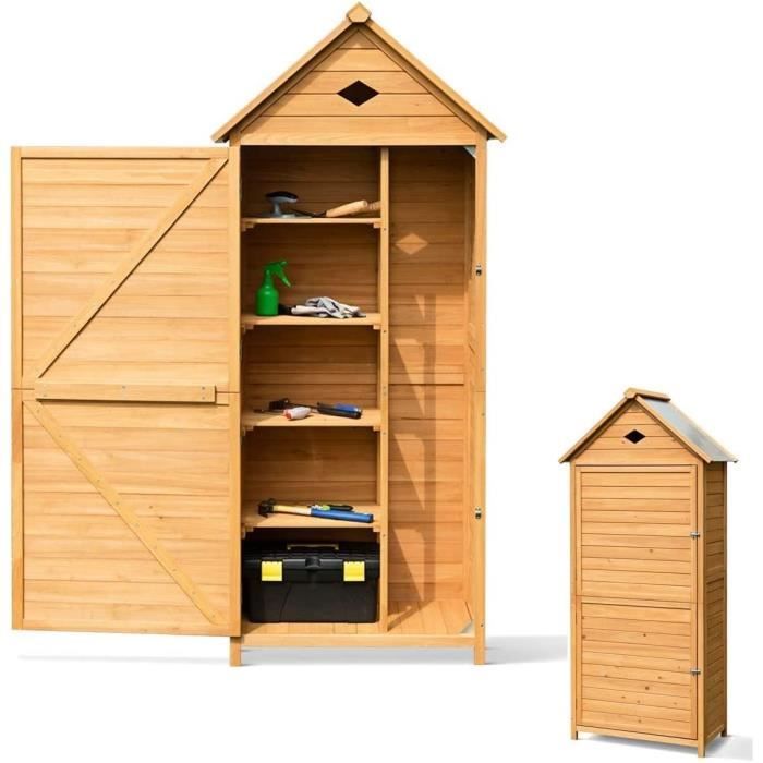 RELAX4LIFE FSC-gecertificeerde tuinschuur van vurenhout met afsluitbare deur en dak, buitenschuur 80x45x177cm