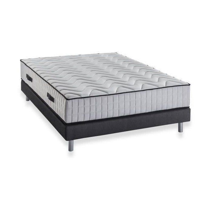 Ensemble matelas + sommier 160 x 200 cm - 672 Ressorts ensachés - 7 zones de confort - 27 cm - Ferme - DEKO DREAM Hotel Supreme