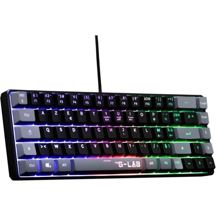 Teclado Gamer - The G-Lab - KEYZ HYDROGEN - Tamanho Compacto 60% - Retroiluminado - Com Fio - Preto/Cinza