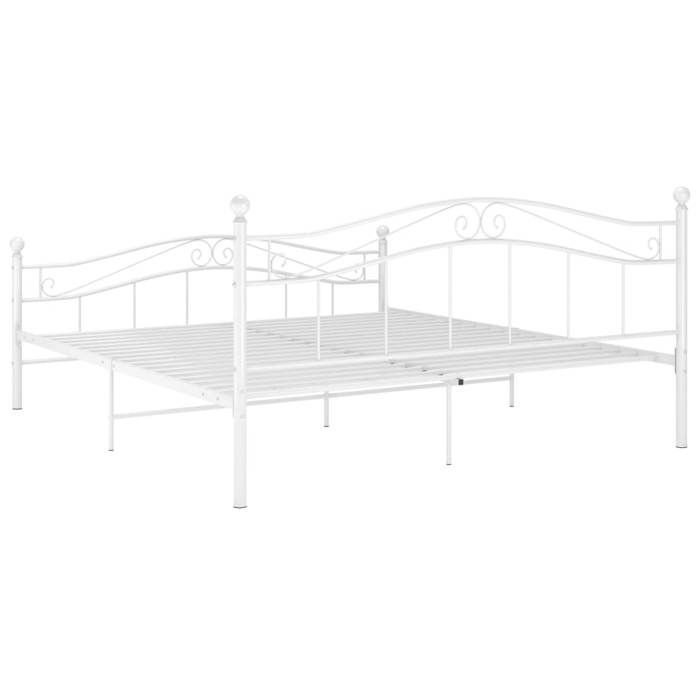 Cama de metal blanca de 200 x 200 cm - Carga máxima 150 kg - Estructura de cama de metal blanca de 200 x 200 cm 005_398503