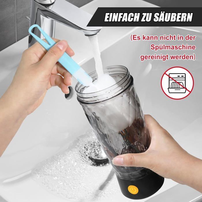Shaker-Fitness-Shake cup-Shaker cup électrique-Shaker protéiné électrique avec compartiment à poudre-650 ml-Pour poudres-Noir
