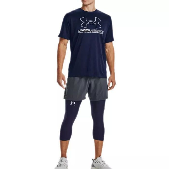 Tee-shirt Fitness - UNDER ARMOUR - TRAINING VENT GRAPHIC - Bleu marine - Manches courtes - Respirant