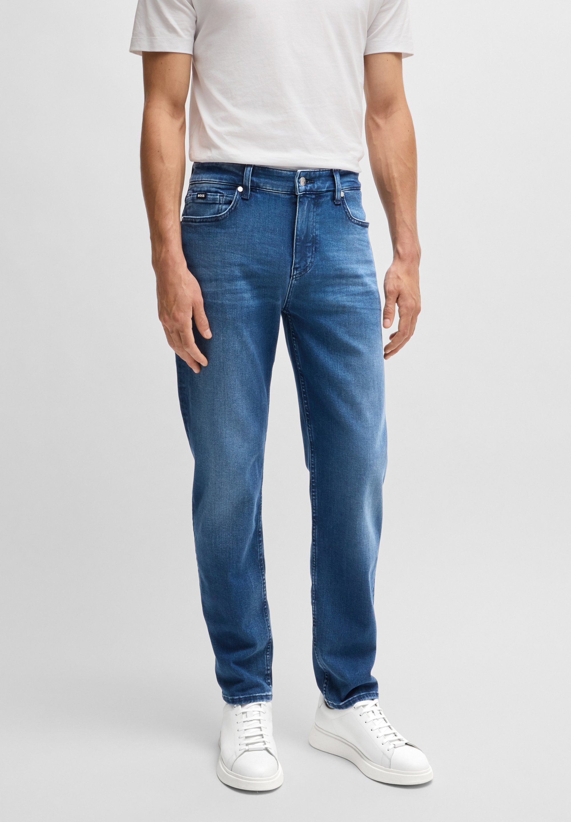 BOSS MAINE - Jean droit - bleu moyen