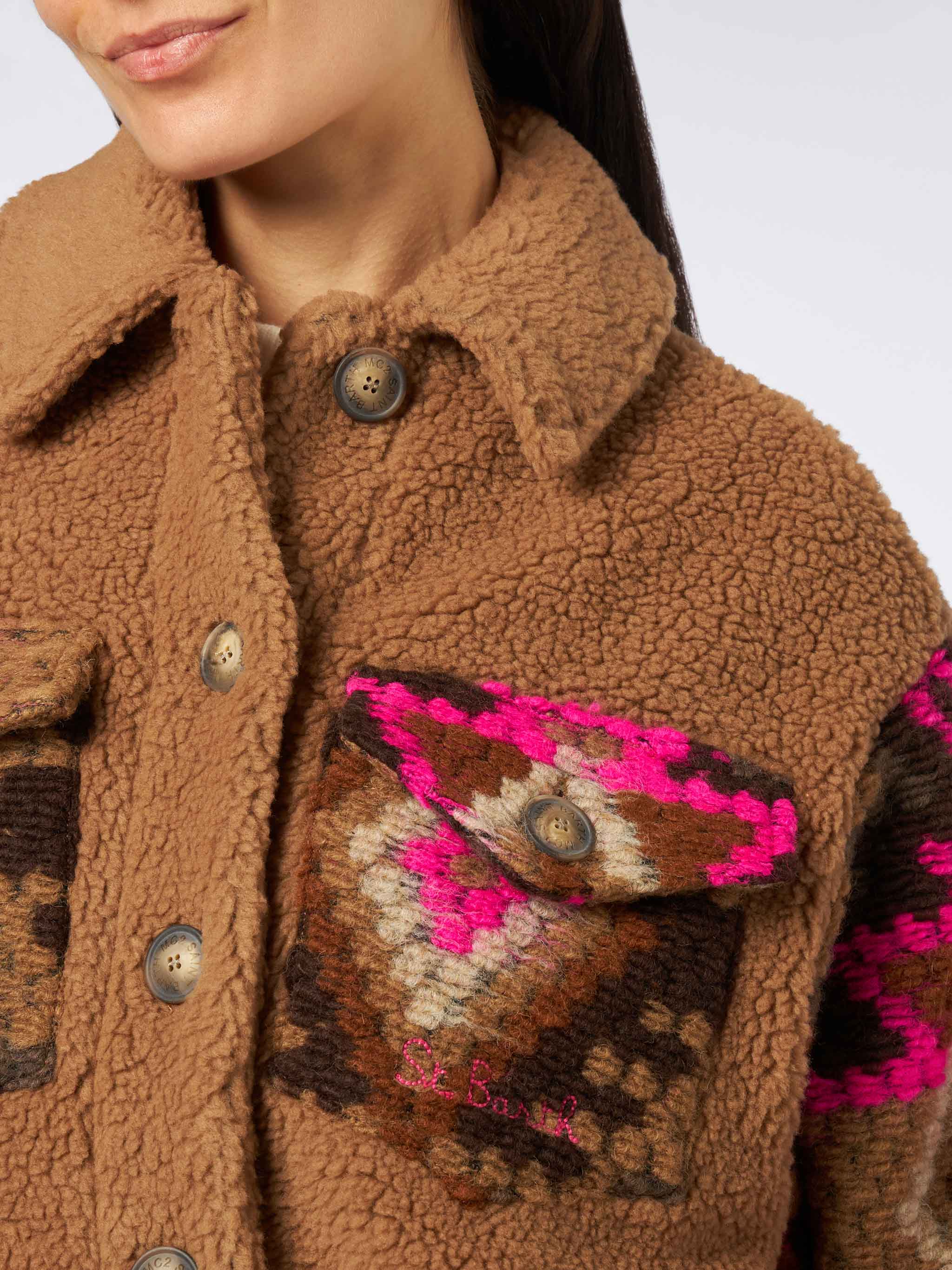 Damesoverhemd van sherpa met etnische print