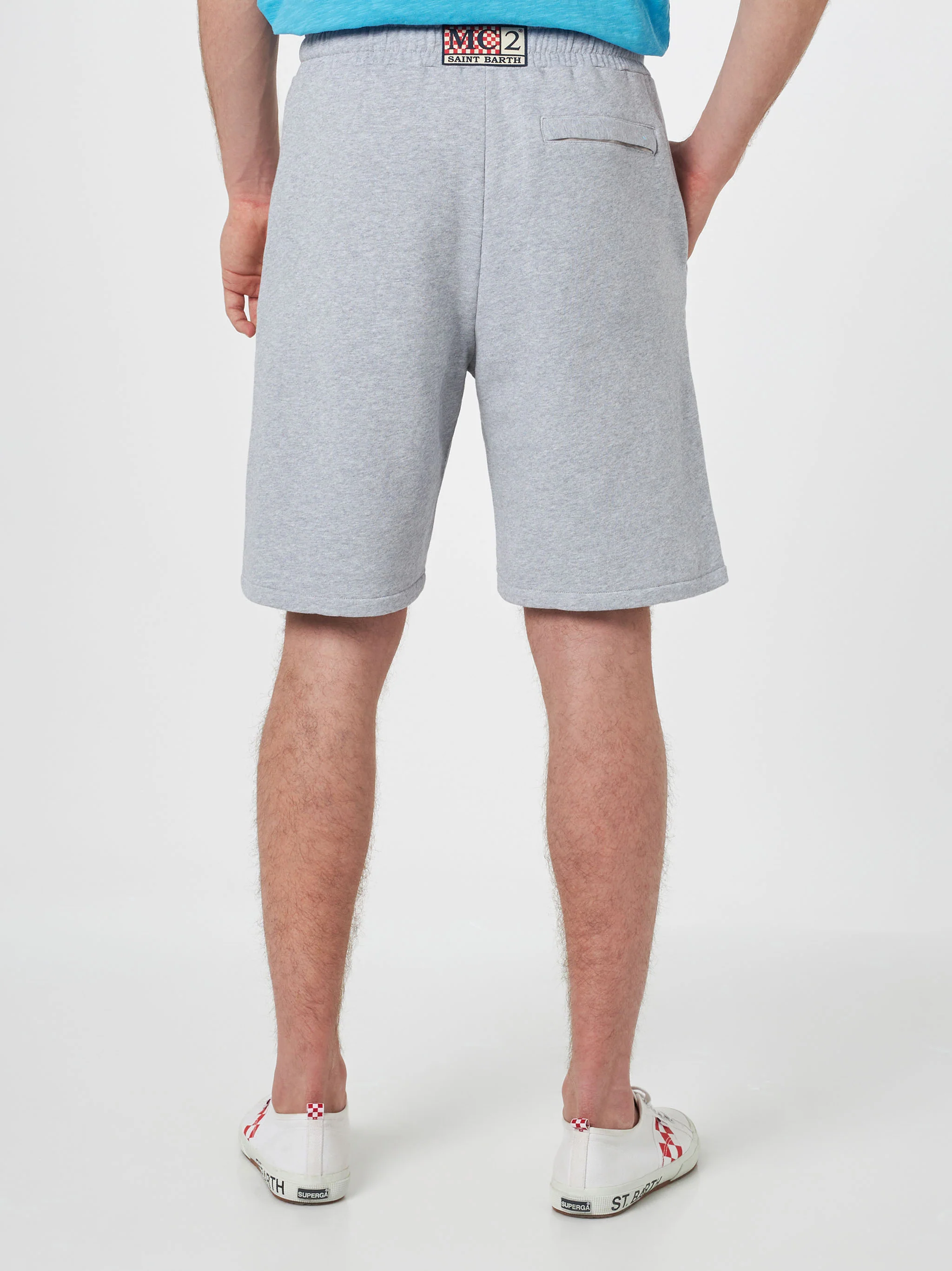 Randle herrbermudashorts i gråmelerad bomullsfleece