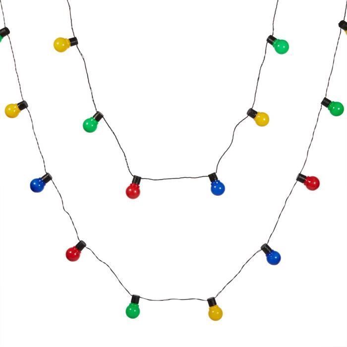 String Lights with 30 Multicolor LED Globes for Indoor and Outdoor Use