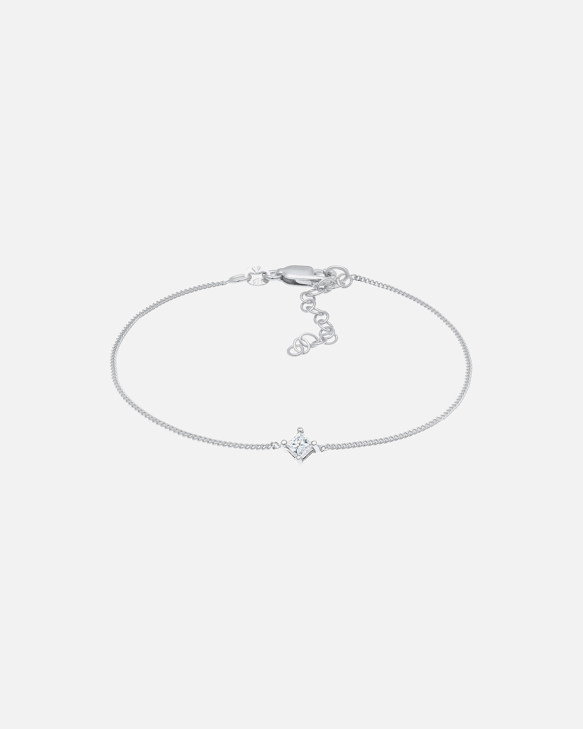 Elli DIAMONDS Carré de solitaire pour dames élégant avec diamant (0,1 ct.) en argent sterling 925