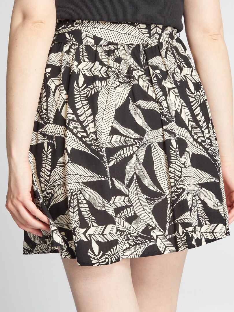 Falda suave con estampado - NEGRO