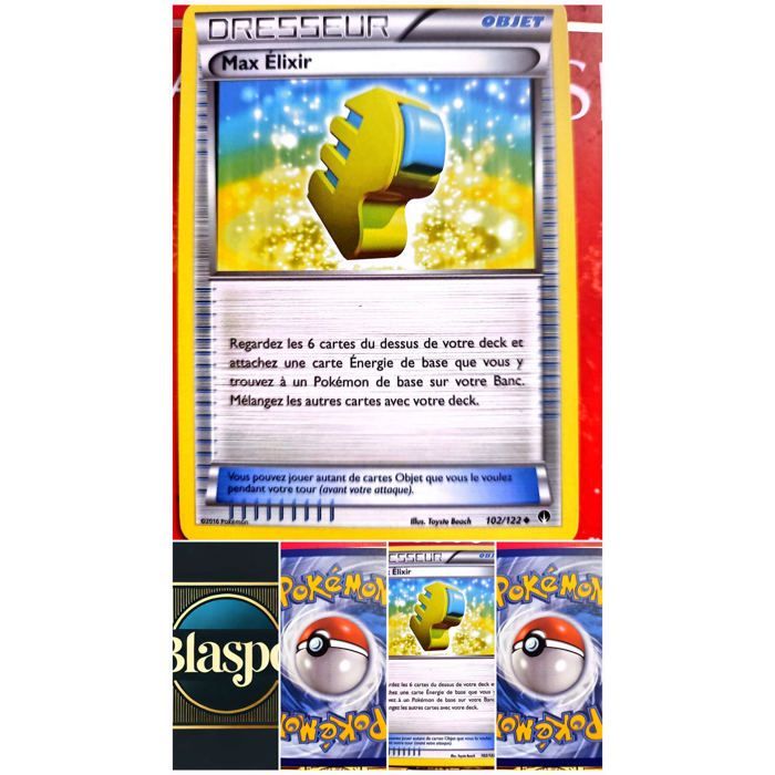 Carta de Entrenador Pokémon Elixir Máximo 102/122 – Versión Francesa – Carta Individual