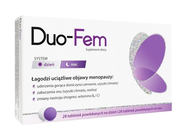 Duo-Fem, Preparat łagodzący objawy menopauzy, Tabletki na dzień + Tabletki na noc