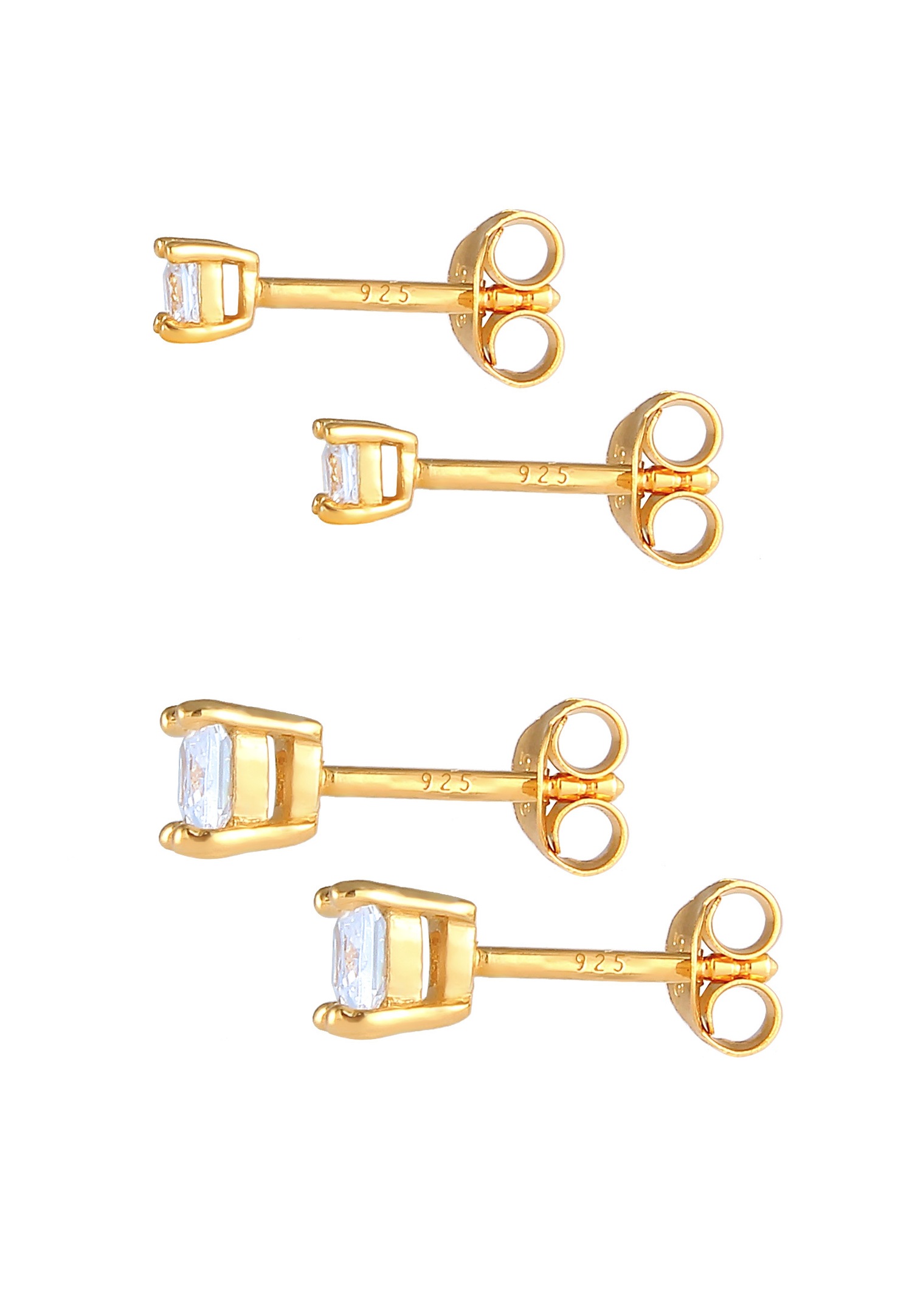 Elli Boucles d'oreilles dames serties de Géo carré avec des cristaux de zircone en argent 925
