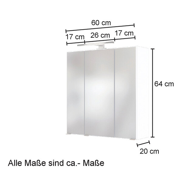 Lincoln mirror cabinet, 60 cm, Wotan oak