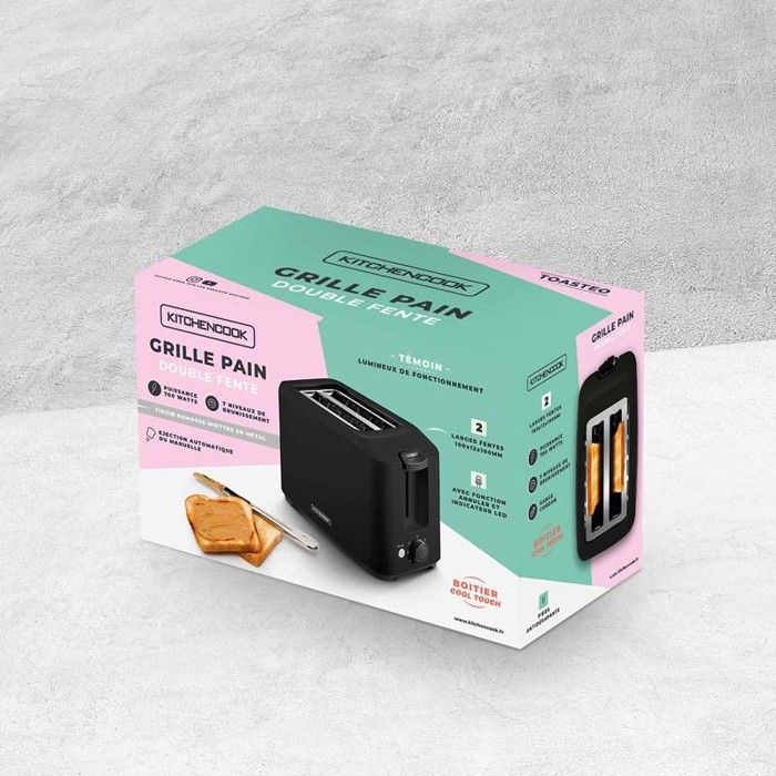 Torradeira de 2 fatias com gaveta de migalhas da Toasteo Kitchencook