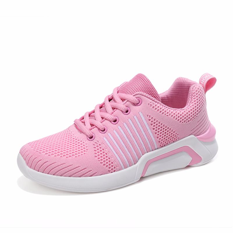 Dame Flate Sneakers Mesh Pustende Vulkaniserte Sko Dame Snøring Kurv Sneakers Lett Komfort Rosa Uformelt Tennissko