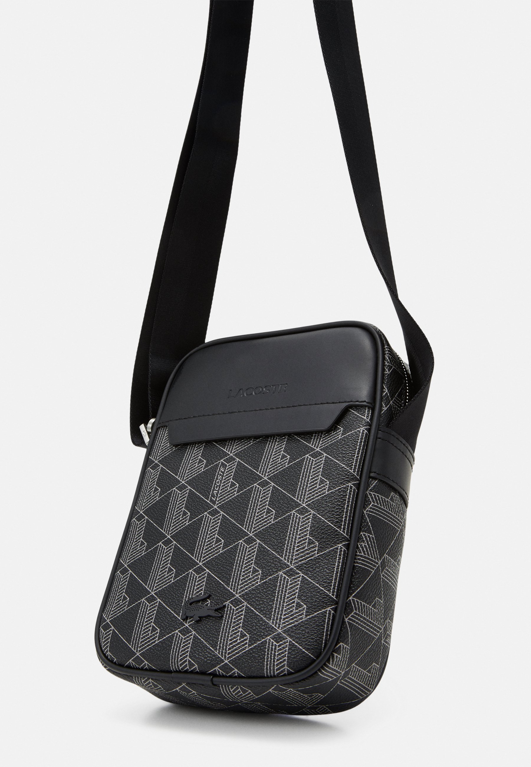 Lacoste VERTICAL CAMERA TAS UNISEX - Crossbodytas - zwart/grijs