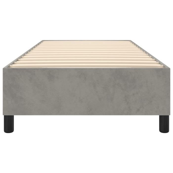 Base letto imbottita - DUOKON - Grigio chiaro - 90x190 cm - Velluto morbido - Gambe robuste