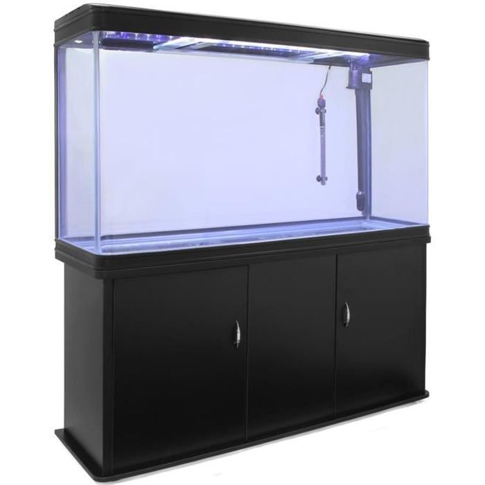 Acuario de 300 litros - MonsterShop - Cristal curvado - Filtro integrado - Mueble negro