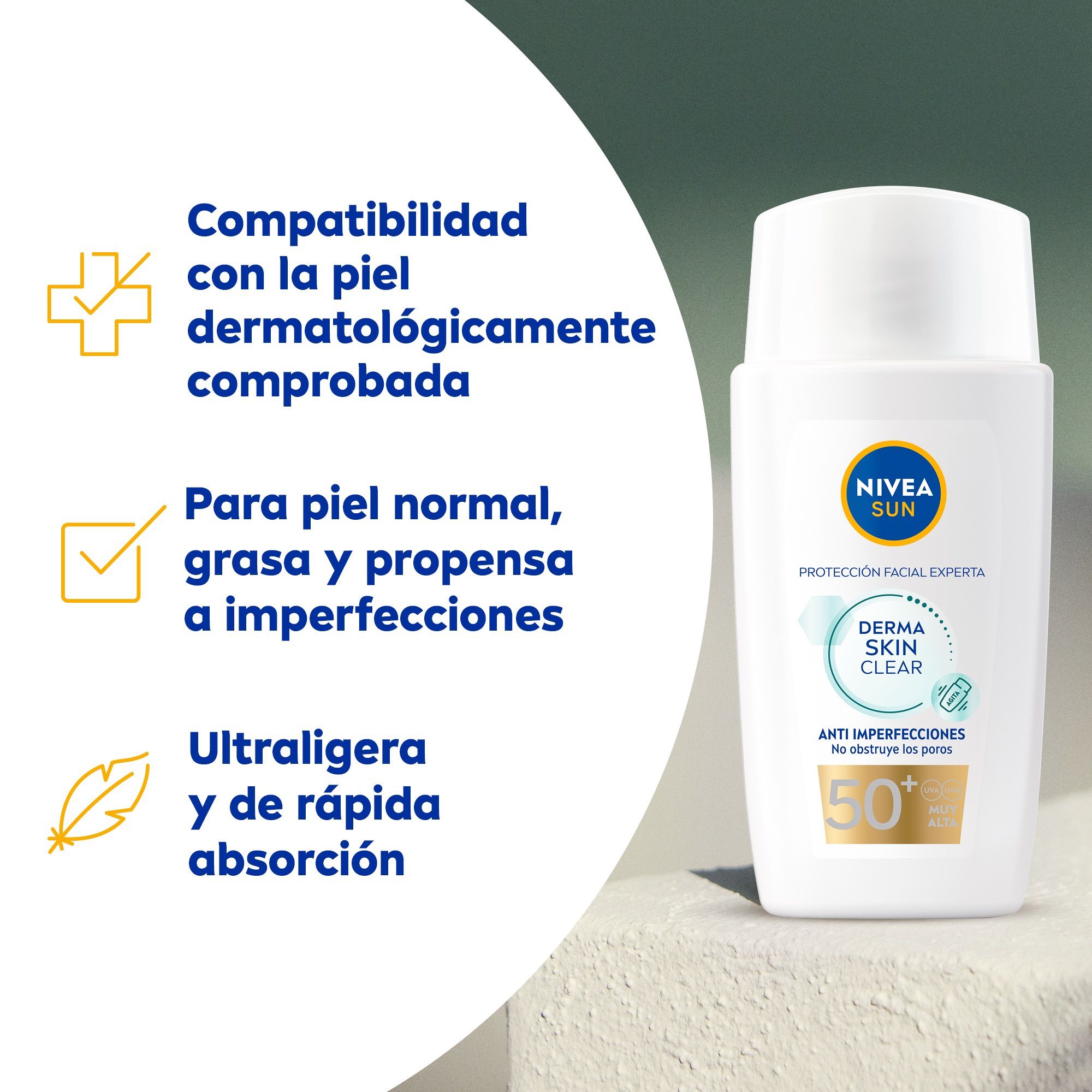 Derma Skin Clear zaščita za obraz SPF 50 Zaščita obraza