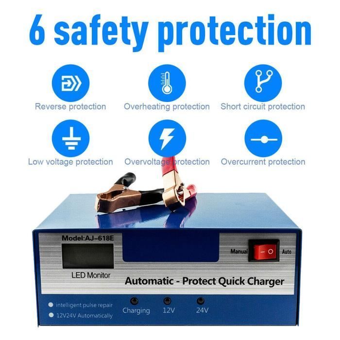 ONEVER Car Battery Charger - 12V/24V - Smart - 10A - Universal