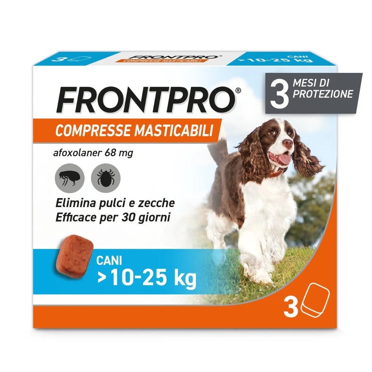FRONTLINE Frontpro 3 comprimés à croquer 68 mg pour chiens de 10 à 25 kg