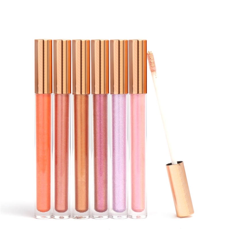 Gloss à lèvres scintillant, rouge à lèvres mat waterproof, gloss métallisé rose doré, rouge à lèvres liquide