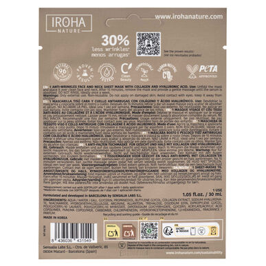 Iroha Nature Anti-Aging -kasvojen ja kaulan kangasnaamio 1 kpl 1 kpl