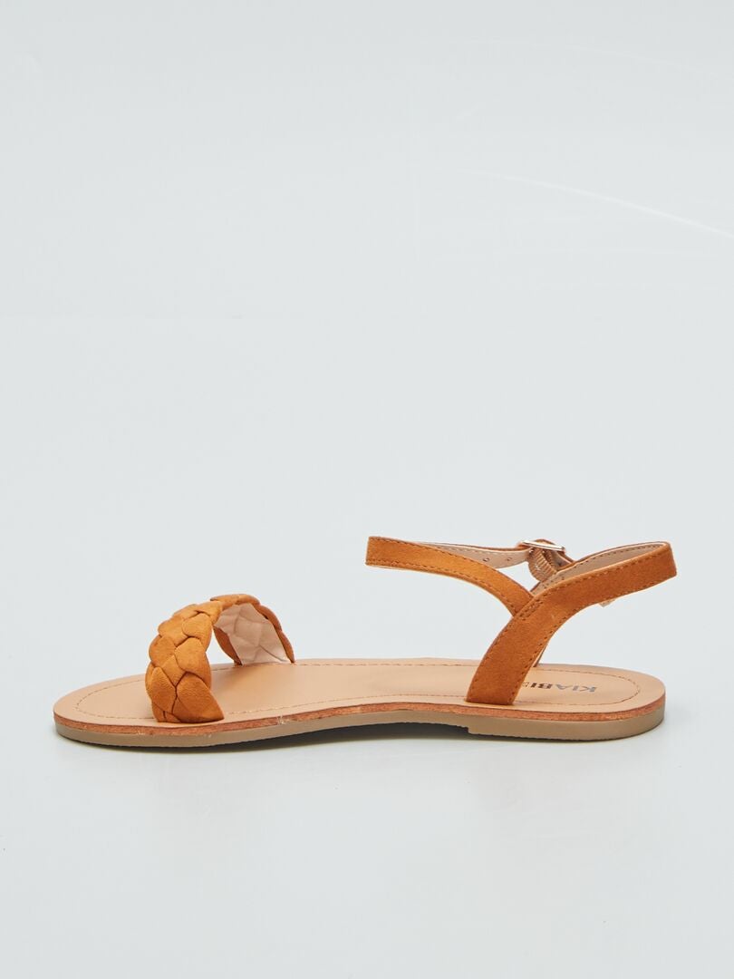 Sandalias con tiras trenzadas - MARRÓN