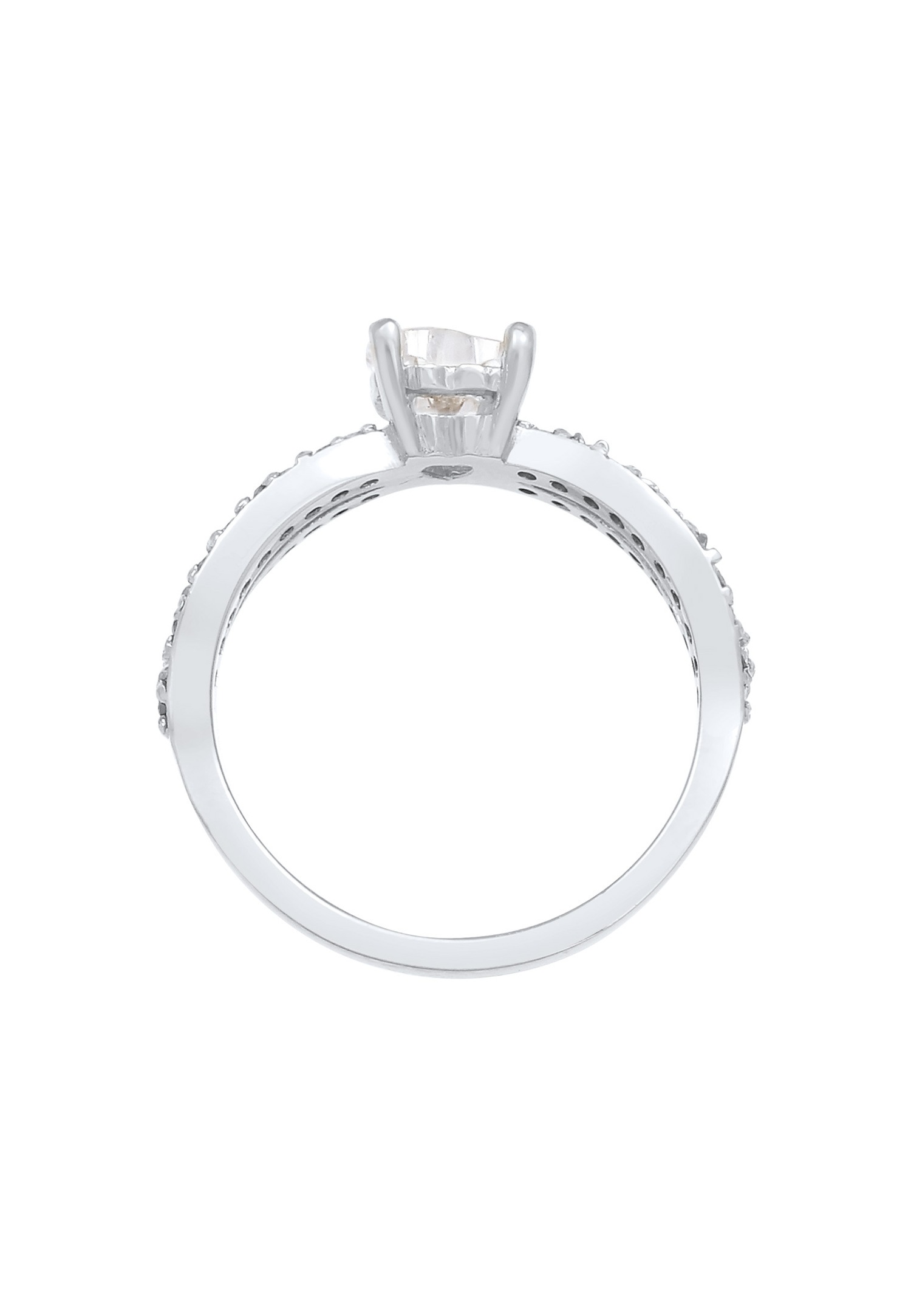 Elli Bague de fiançailles solitaire pour dames avec cristaux de zircone en 925/1000 argent massif