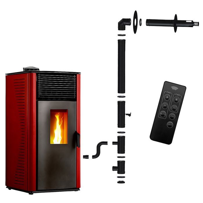 Anita 15 kW sealed pellet stove, Bordeaux Sannover + Installation kit