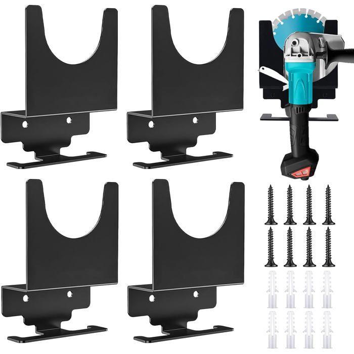 Set di 4 supporti a parete per smerigliatrice angolare, ideali per garage/officina.