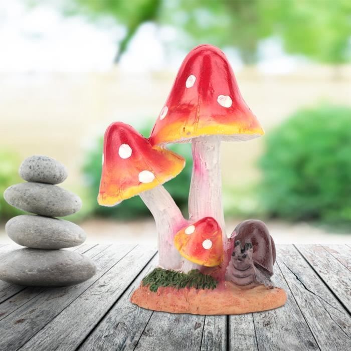 Decoración de jardín - OMABETA - Seta roja - Resina ecológica - Animales adorables - Caracol y rana