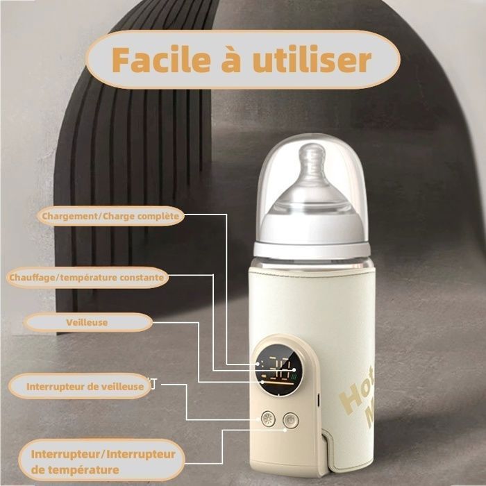 Scaldabiberon portatile senza fili – Batteria da 8000 mAh – 6 impostazioni di calore – Riscaldamento rapido da 18 W, ideale per viaggi e casa