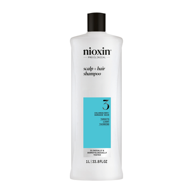 Nioxin Professionals Sjampo Hodebunnshår 3 farget tørt og skadet hår Sjampo Skadet hår Volum 1000 ml 1000 ml