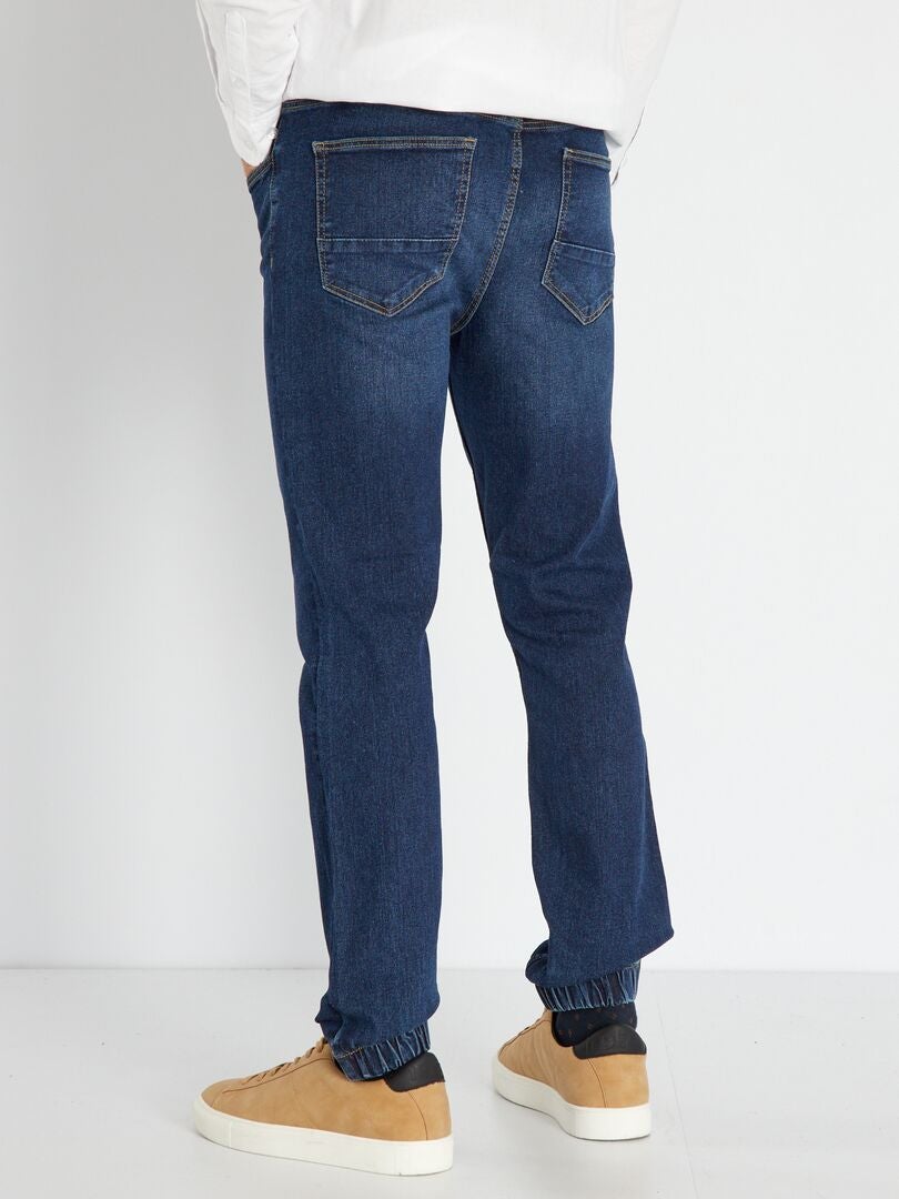 Calça jeans jogger com cintura elástica - AZUL