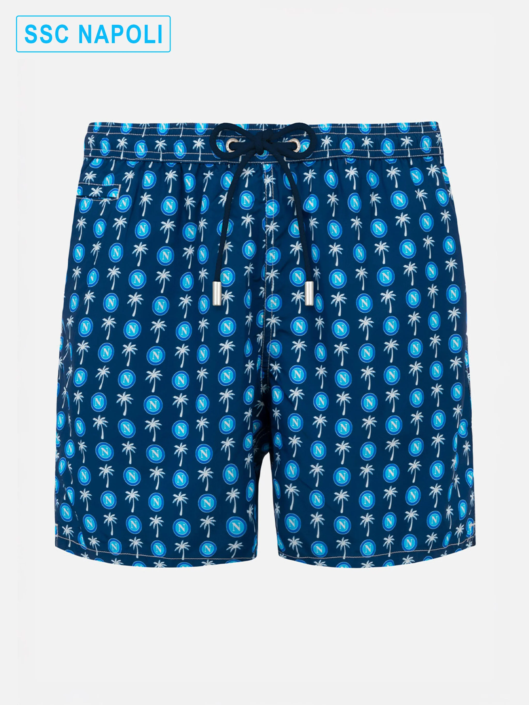 Man Light Fabric Swim Shorts | SSC Napoli Special Edition Print | Quick-Drying | Mid-Length | Elastic Waist | Drawstring | MC2 Saint Barth