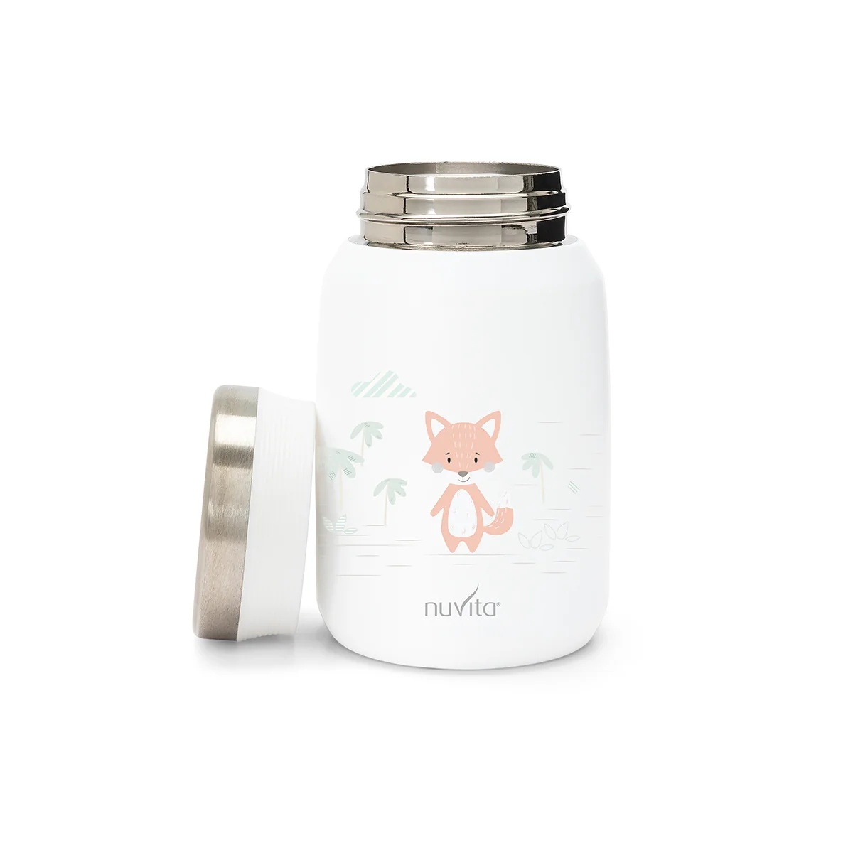 NUVITA Thermos Nuvita en acier inoxydable pour aliments liquides/solides, blanc, 500 ml, fermeture hermétique pour aliments pour bébés et bouillons
