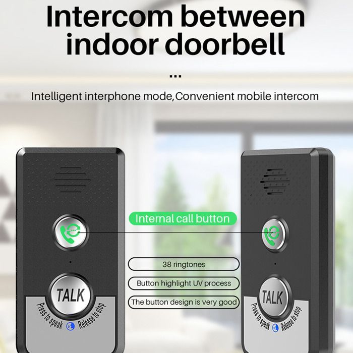 Timbre con intercomunicador de voz - SHIPENOPHY - Largo alcance 1000 m - Resistente al agua IP54 - Chip inteligente