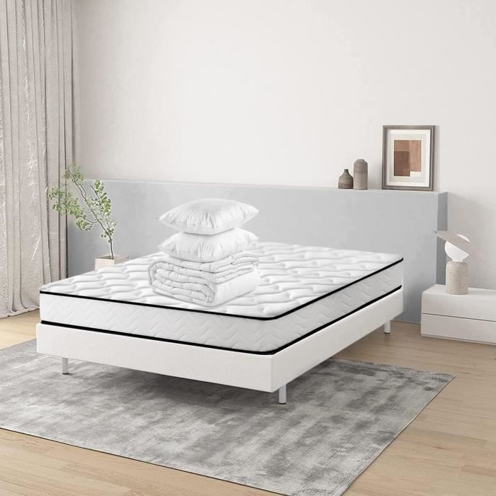 Mattress and Bed Base Set - FRIXOVEL - Memory Foam - 140x190x16 - Balanced - Black
