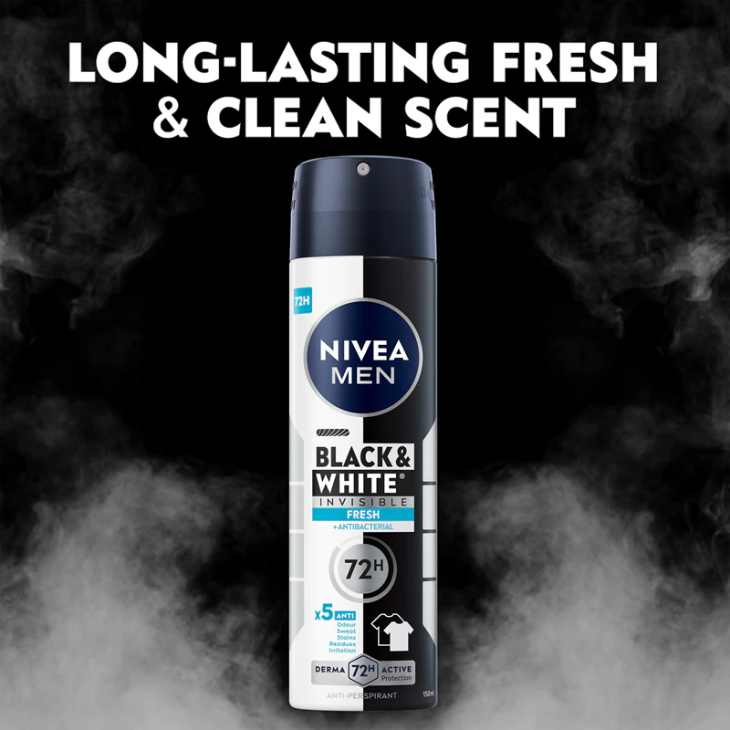 Desinfetante antitranspirante NIVEA MEN Black & White Fresh com spray