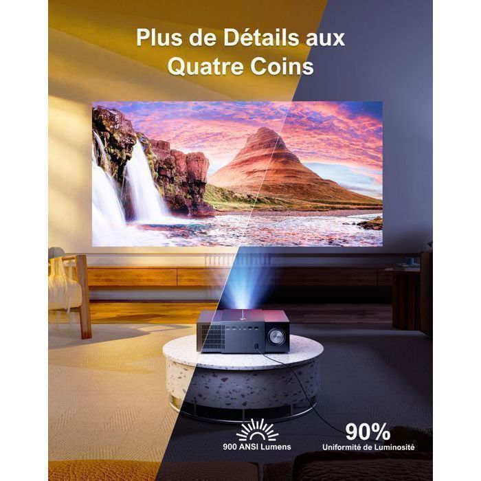 ULTIMEA Vidéoprojecteur Full HD, Vidéo projecteur 4K supporté 900 ANSI, Évitement d'objets, Auto Focus/Keystone en 6D, Apollo P60