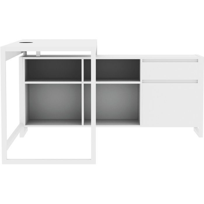 Bureau d'angle réversible Denver - Panneaux de particules - Coloris Blanc - 139 x 75 x 139 cm