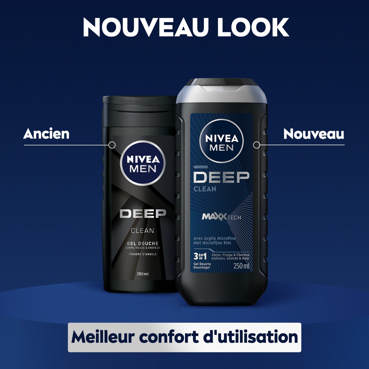 NIVEA Gel douche homme 3en1 visage corps&cheveux poudre d'Argile