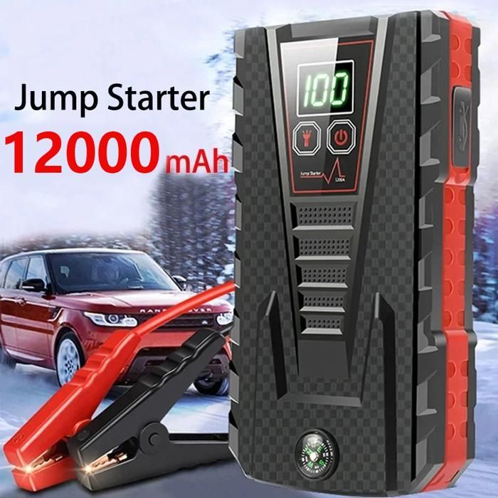 Avviatore di emergenza da 99800 mAh - Potenza di picco 5000 A, fornito con caricatore USB da 5 V/2 A.