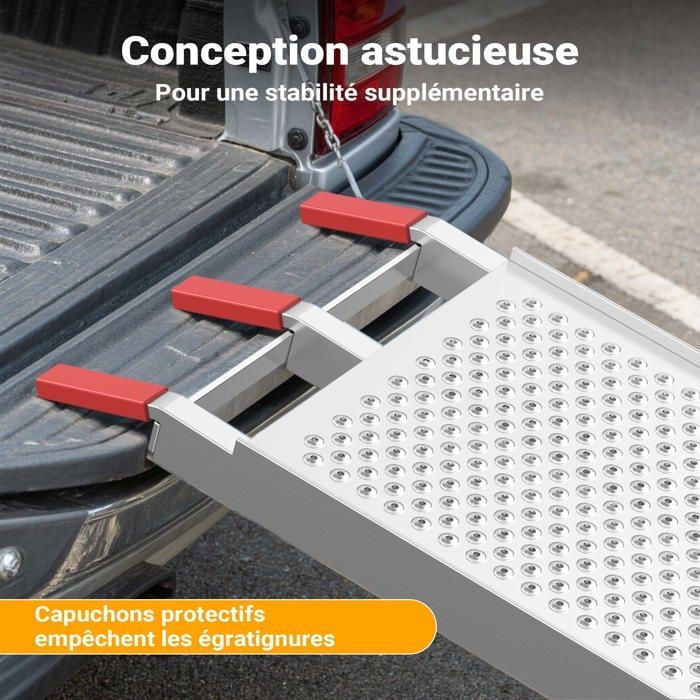 Rampa di carico pieghevole Wiltec 2150 x 280 mm – Portata massima 340 kg – Alluminio – Profilo forato – Rampa di accesso